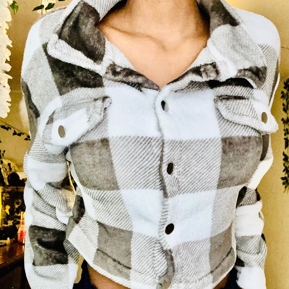 Gray & white pattern Cozy jacket